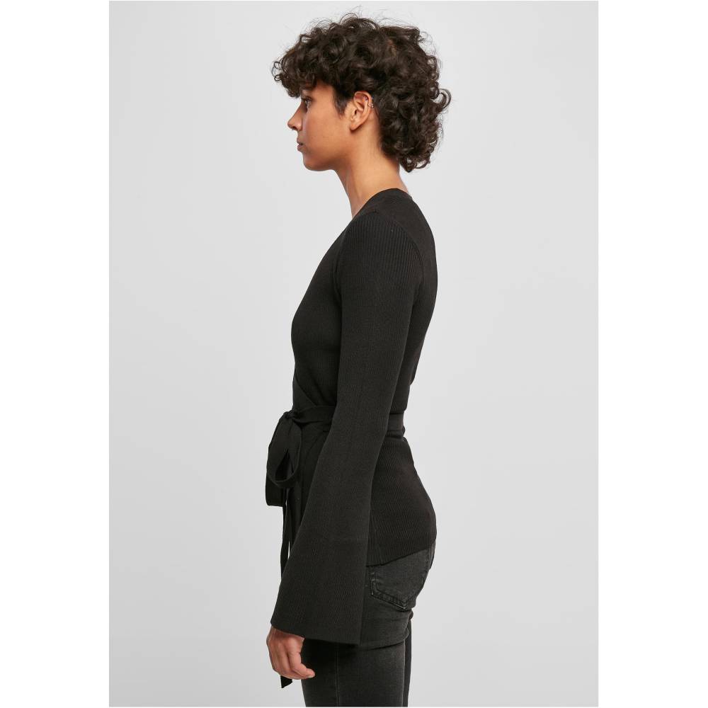 Urban Classics - Rib Knit Wrapped Longue cardigan - Noir